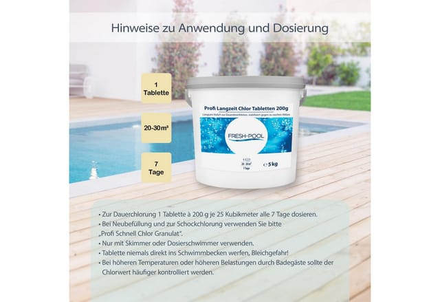 Fresh-Pool Poolpflege Profi Langzeit Chlor Tabletten 200g 5 kg