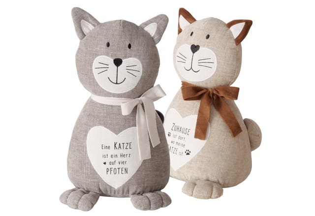 Topanbieter999 Türstopper Tiere in verschiedenen Ausführungen (2er Set), Katze Maunzi beige und grau