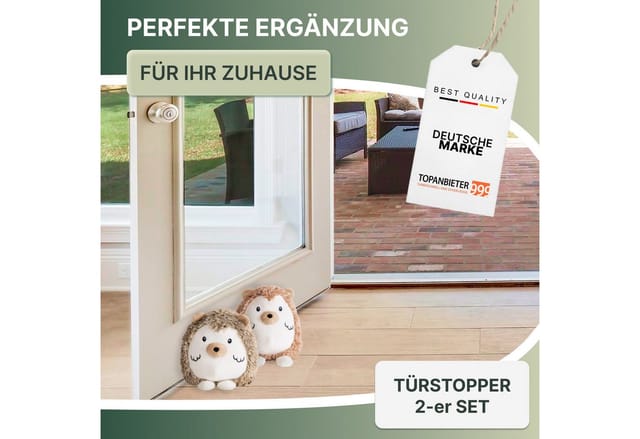 Topanbieter999 Türstopper Tiere in verschiedenen Ausführungen (2er Set), Igel braun und dunkelbraun
