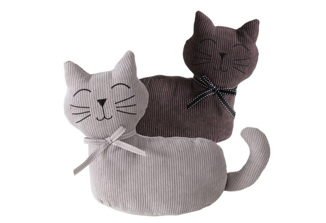 Topanbieter999 Türstopper Tiere in verschiedenen Ausführungen (2er Set), Katze dunkelbraun und hellgrau