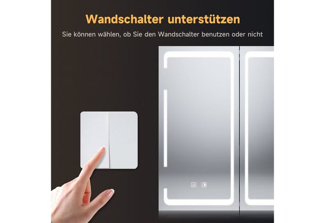 SONNI Badezimmerspiegelschrank Doppeltüriger beleuchteter Anti-Beschlag-Spiegelschrank für Badezimmer