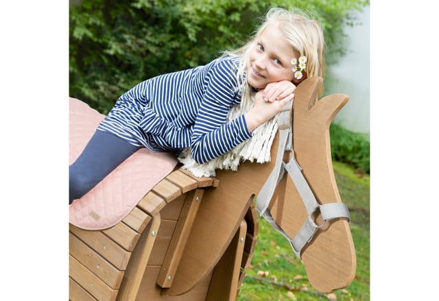 roba® Holzpferd Accessoires Set für roba Outdoor Spielpferd - Zubehör ab 3 Jahren, Decke & Halfter - Leicht abwischbare Mikrofaser - In Rosa oder Grau