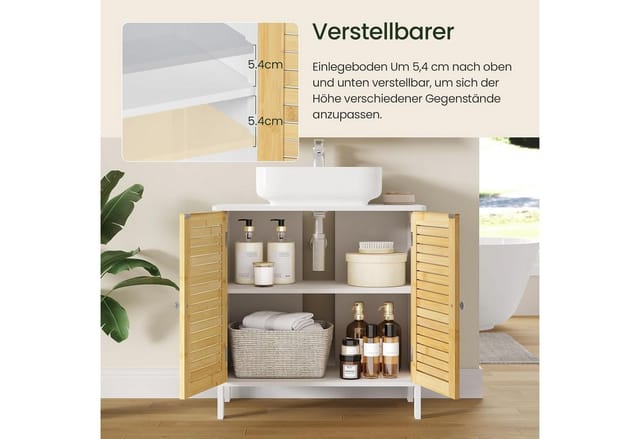 EUGAD Waschbeckenunterschrank (1-St) Unterschrank aus Bambus, 60x60x30 cm
