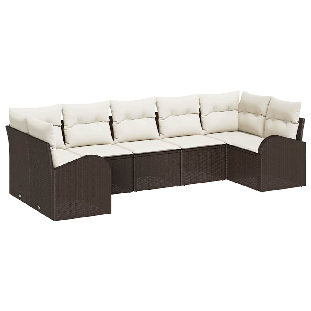 Maison Exclusive - Gartensofa-set 7 Stk. 7-sitzer Braun Poly-ratt