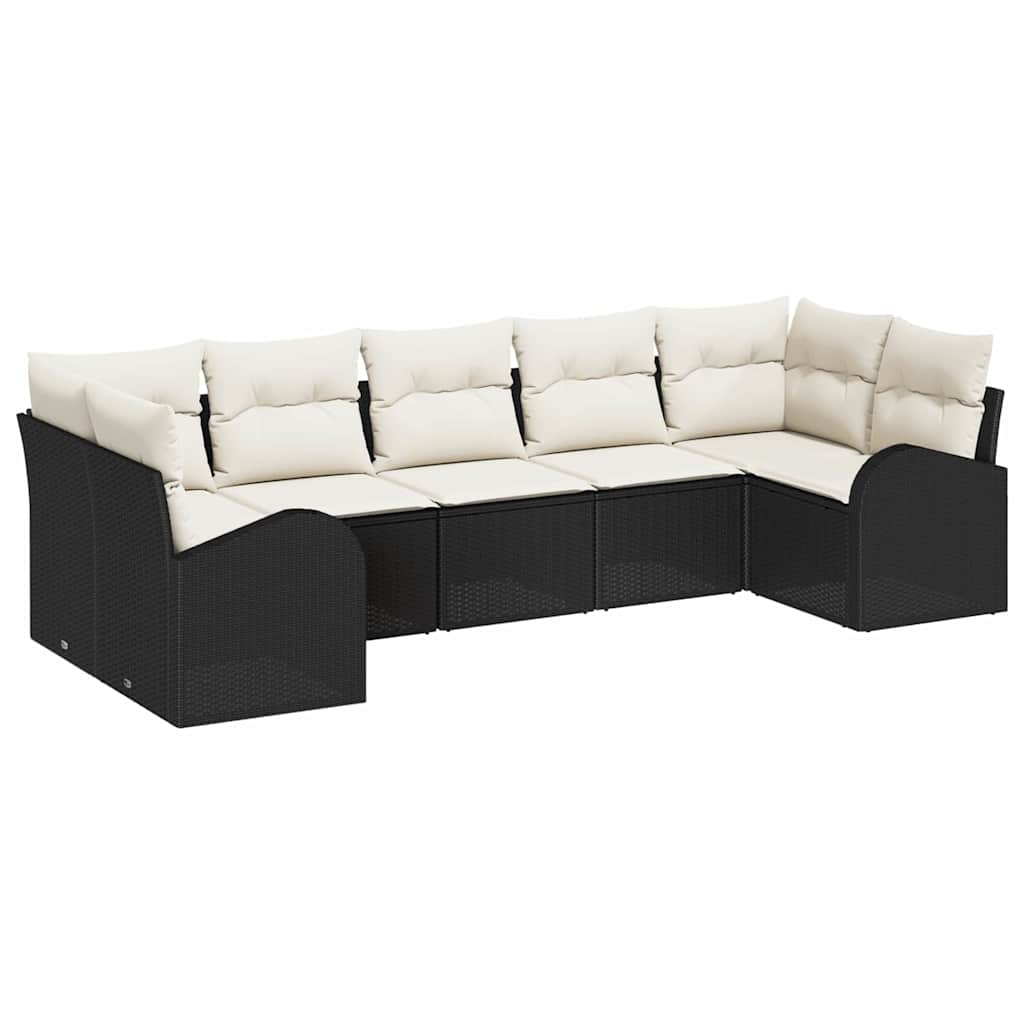 Maison Exclusive - Gartensofa-set 7 Stk. 7-sitzer Schwarz