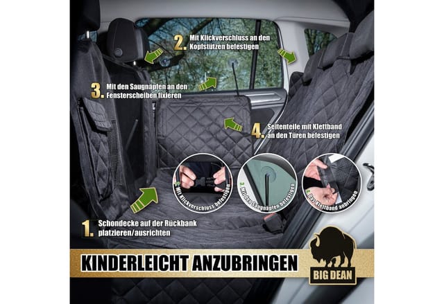 BigDean Tier-Autoschondecke Premium Rückbank Autoschondecke schmutz- & wasserabweisend, Schutz vor Schmutz, Nässe & Tierhaaren. Robust & Wasserabweisend