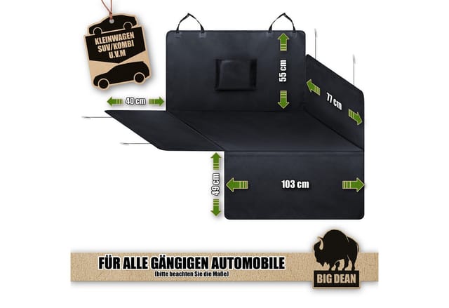 BigDean Tier-Kofferraumschutzdecke Universelle Kofferraum Schutzmatte mit Seiten und Stoßstangenschutz, Schutz vor Schmutz, Nässe, Tierhaare. Robust & Wasserabweisend.