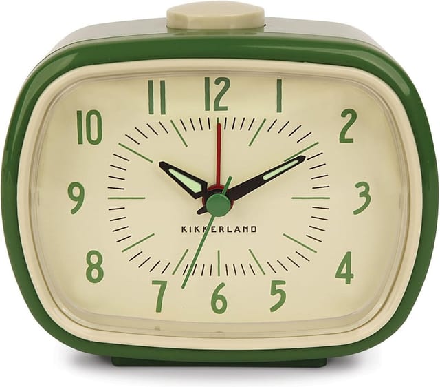 Kikkerland Quarzwecker Retro Oldscool Wecker Analog leises Ticken, Wecker ohne Strahlung Grün Analoger Plaste Wecker ohne Strahlung, Retro Alarm Clock Grün