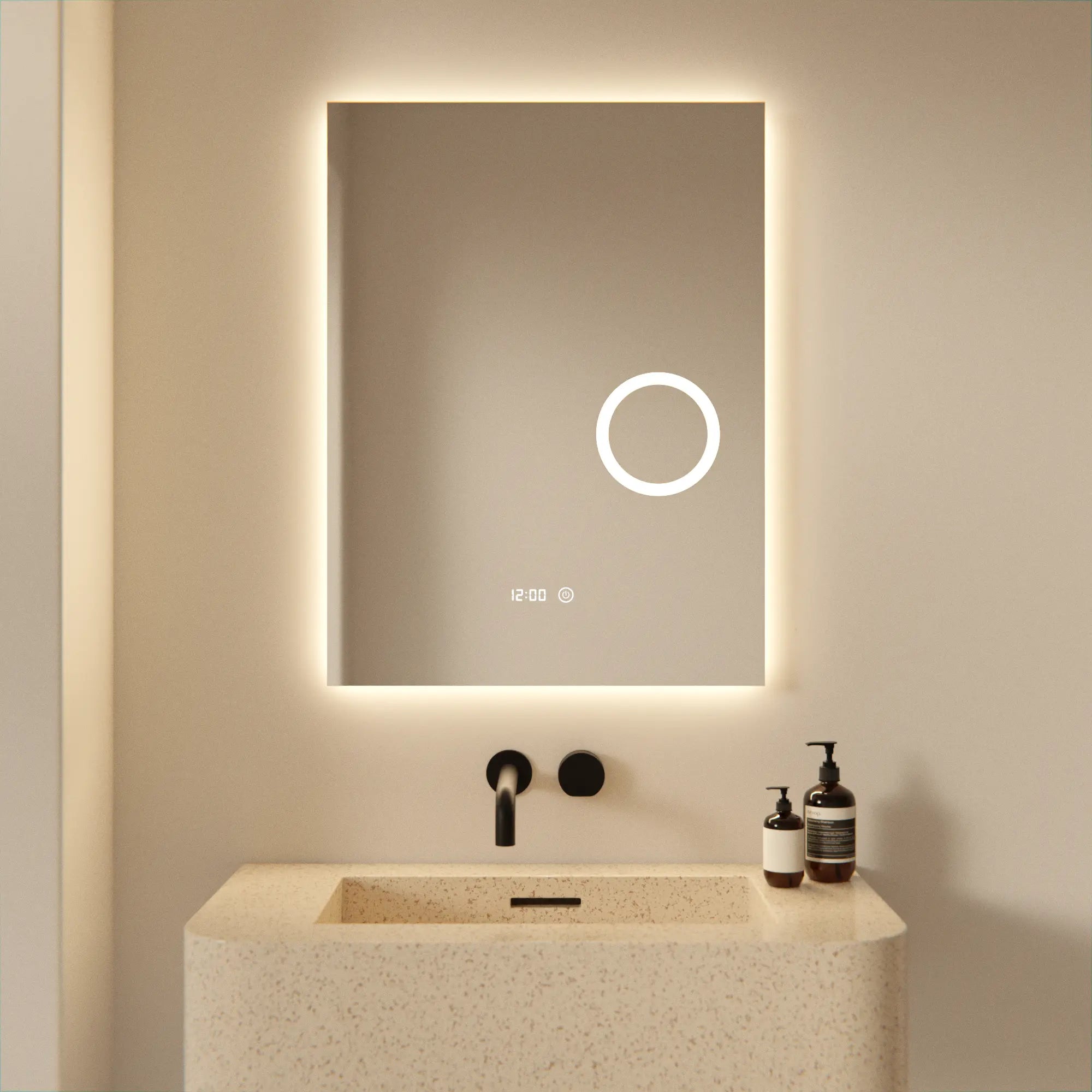 Rechteckiger, Rahmenloser Led-badezimmerspiegel 60 X 80 Cm – 3 Dimmbare Lichtmodi – Antibeschlagfunktion – Ip44 Wasserdicht Und Touch-bedienung – Rostbeständig