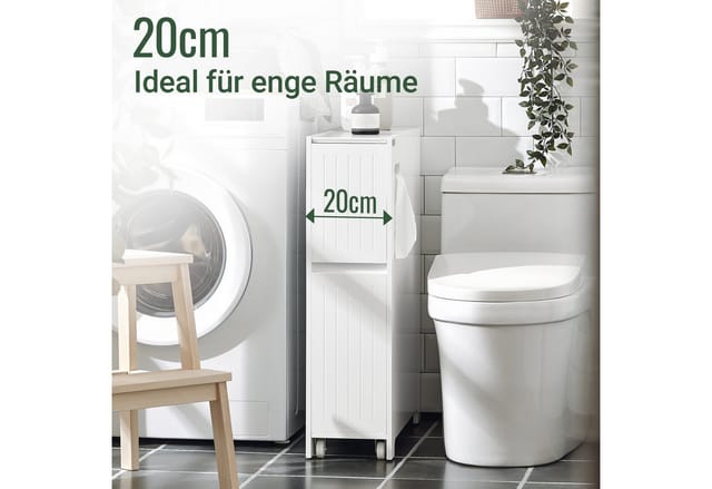 SoBuy Badregal BZR111, Badezimmerschrank schmal, Toilettenpapier-Aufbewahrung, Nischenregal mit Rollen Küchenregal Rollwagen Nischenschrank