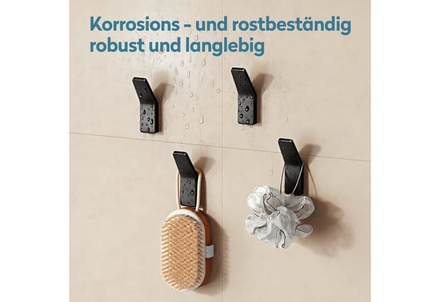 doporro Wandhaken Handtuchhaken Klebehaken aus Zinklegierung ohne Bohren Stalo-13, (4-St), 40° Wandneigung, Zinklegierung in einem Stück gegossen