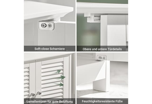 SoBuy Waschbeckenunterschrank FRG237, Waschtischunterschrank mit 2 Türen, verstellbare Ablage Badezimmerschrank Waschbeckenunterschrank Badschrank Unterschrank