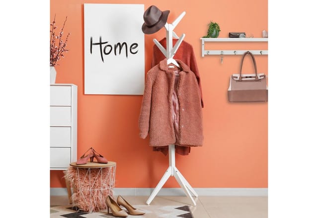 relaxdays Wandgarderobe Weiße Wandgarderobe mit Ablage