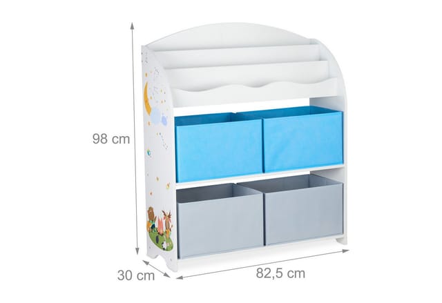 relaxdays Kinderregal mit 4 Stoffboxe, A