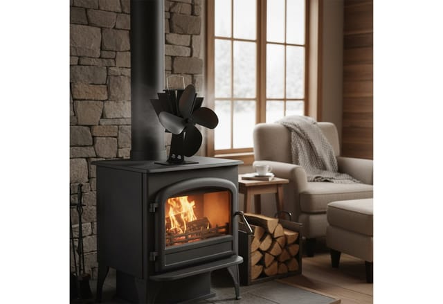 relaxdays Kaminventilator Ofenventilator ohne Strom schwarz