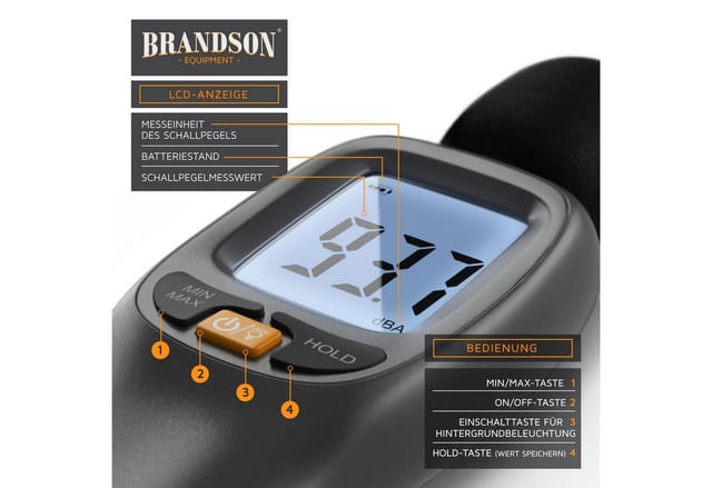 Brandson Elektrowerkzeug-Set, digitales Schallpegelmessgerät 35 dB(A) bis 130 dB(A), LCD-Display