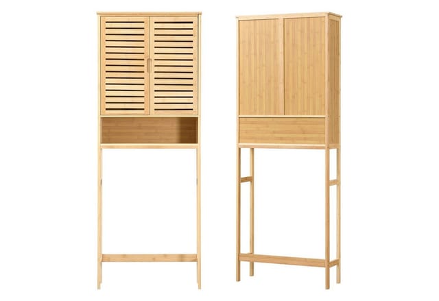 en.casa Badregal, Geta Toilettenschrank 170 x 66 x 23 cm Bambus Natur