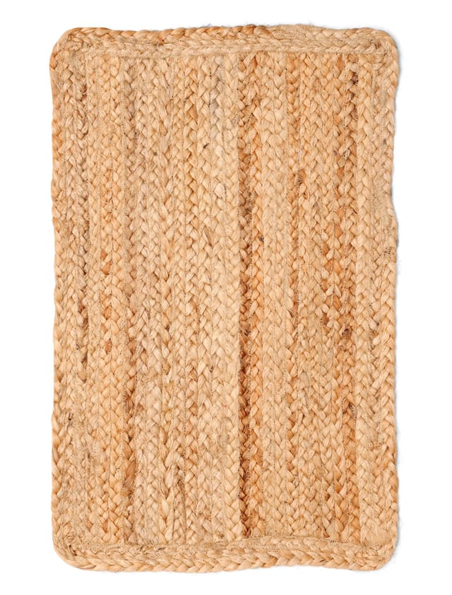 Spetebo Sofaläufer Jute Teppich natur, rechteckig / 60 x 40 cm, Höhe: 1 mm, Bodenmatte handgewebt im Ethno-Style