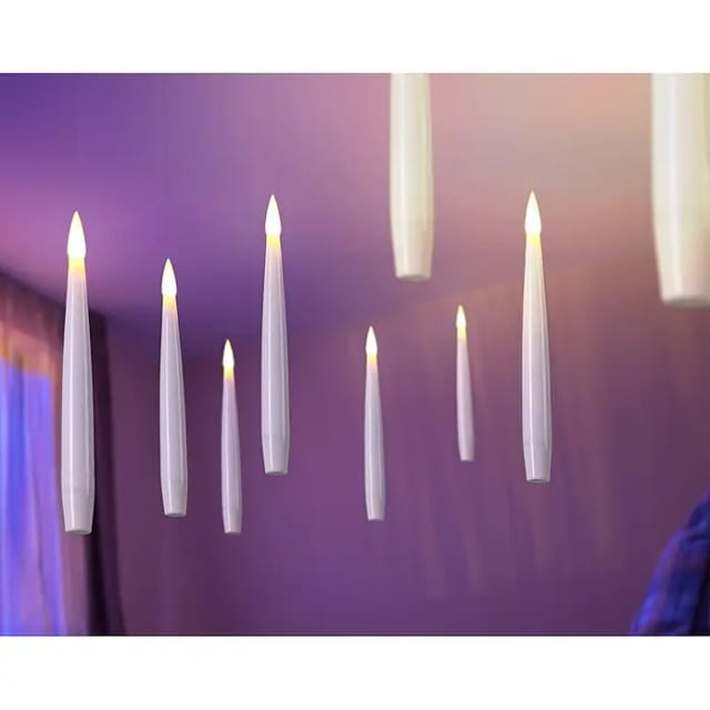 IC Home LED-Kerze 10 Stück schwebende Kerzen mit Zauberstab als Fernbedienung, ca. 15,5 cm, flammenlos, magische Halloween Deko & Weihnachtsdeko