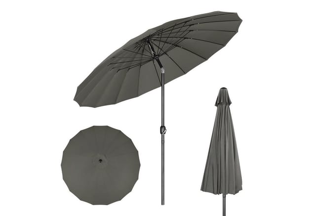 Woltu Sonnenschirm, Gartenschirm mit Kurbel, Ø 257/273 cm, für Terrasse, Patio, Pool
