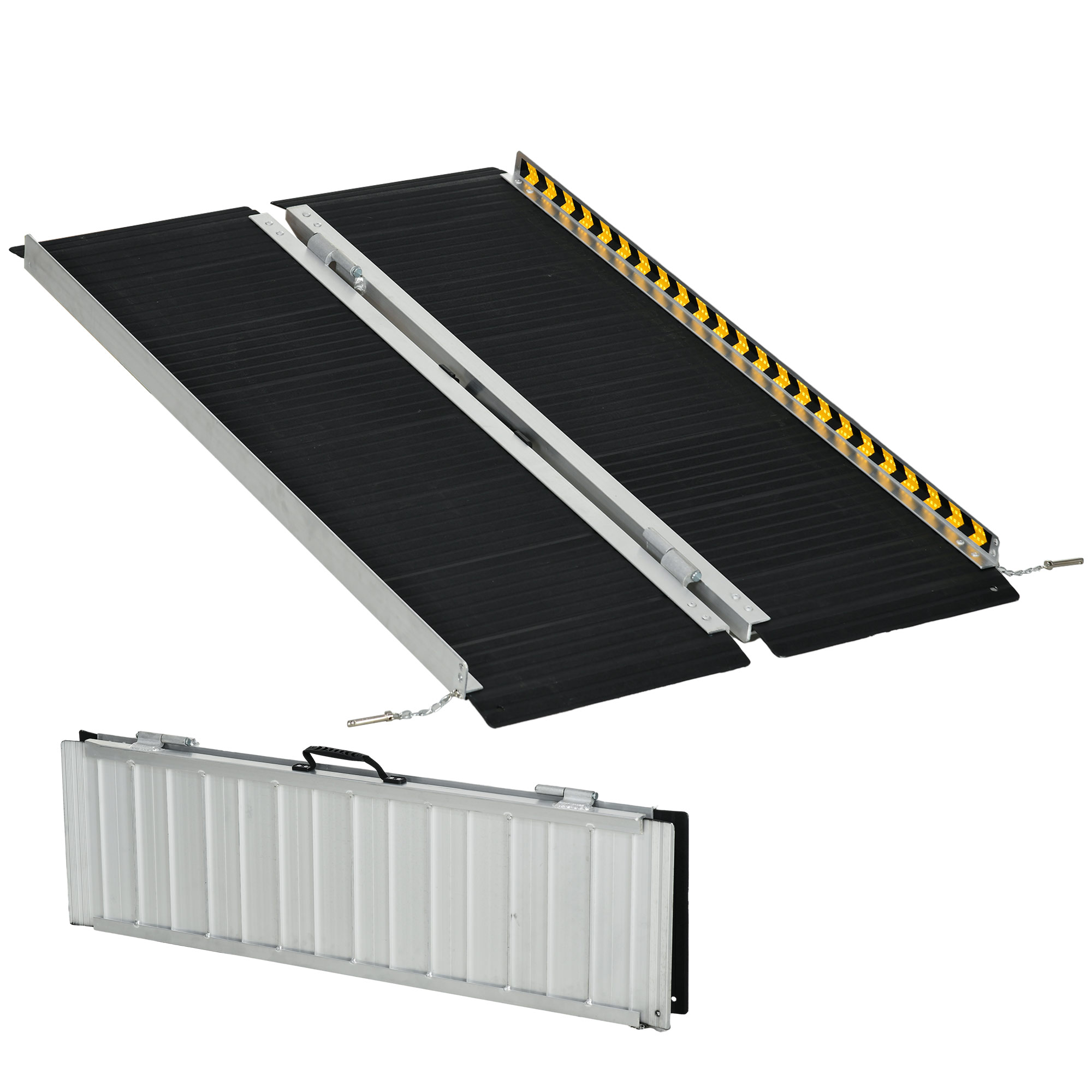 Klappbare Rollstuhlrampe, Laderampe, Sandgestrahlt, Rutschfest, Aluminiumlegierung, 122 X 73,6 Cm, Schwarz
