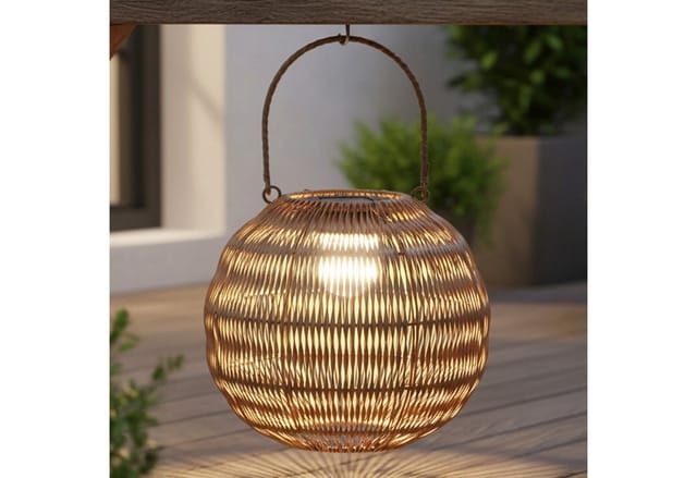 Spetebo Dekoobjekt LED Solar Kugel in Flechtoptik (27 cm, 1 St., warm weiß), Garten Kugelleuchte zum Hängen