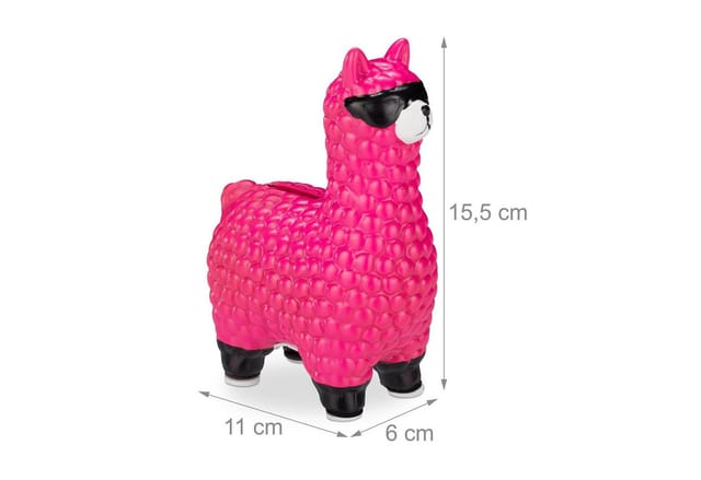 relaxdays Spardose Lama Spardose mit Sonnenbrille, Pink