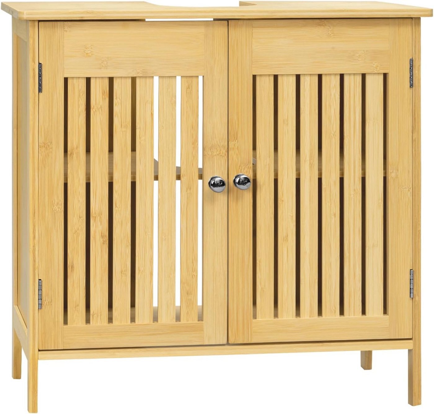 EUGAD Waschbeckenunterschrank (1-St) aus Bambus, Verstellbarer Einlegeboden, 60x60x30cm Bild 5
