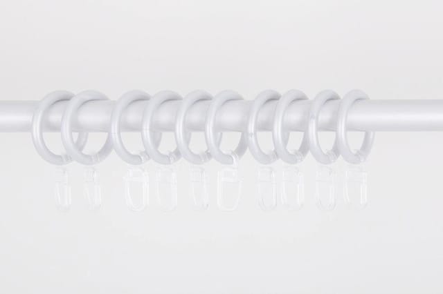 Clever-Kauf-24 Gardinenring Ringe mit Faltenlegehaken Set 28mm schwarz, weiß oder silber, Stilgarnitur, Gardinenstange, (10-St., 10 Ringe mit Haken)