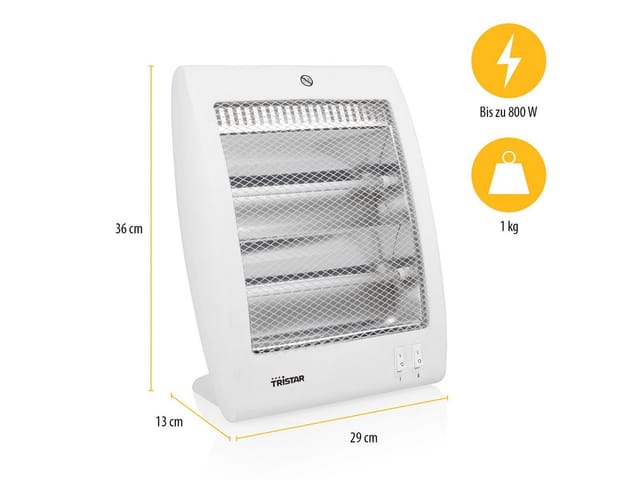 Tristar Heizstrahler, 800 W, 2er SET Kleiner Heizlüfter leise Elektro Schnell-Heizer Wärmestrahler