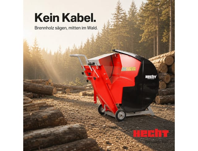 Hecht Wippkreissäge 890 für Brennholz mit Ø 700 mm HM Sägeblatt, Stämme bis zu 1,28 m - Längenaschlag