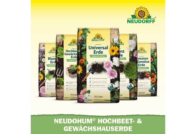 Neudorff Bio-Erde NeudoHum Bio Hochbeet-und GewächshausErde 75 Liter, (Torffreie Bio-Erde für leckeres Gemüse und aromatische Kräuter, für 4 Wochen vorgedüngt), schützt vor Trauermücken und Pilzbefall