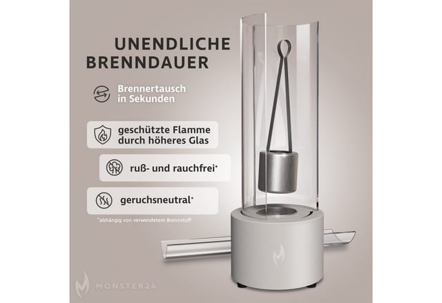 Monster24 Echtfeuer-Dekokamin Bio-Ethanol Tischkamin mit Tornado-Flamme für Indoor & Outdoor