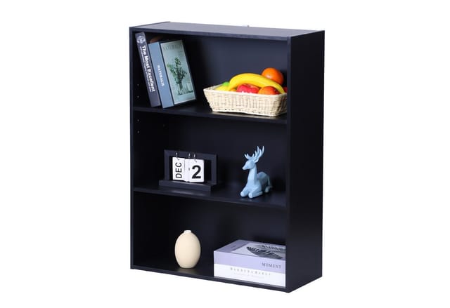 relaxdays Bücherregal mit verstellbaren Böde, schwarz