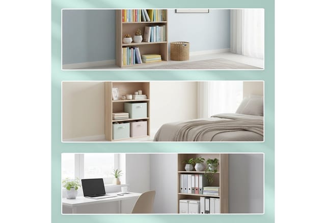 relaxdays Bücherregal mit verstellbaren Böde, Eiche, 3 Ebenen