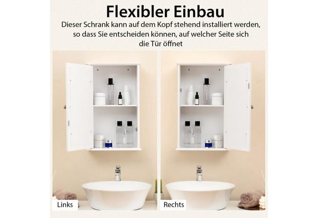 COSTWAY Spiegelschrank Bad Badezimmerschrank mit Tür, verstellbarer Ablage