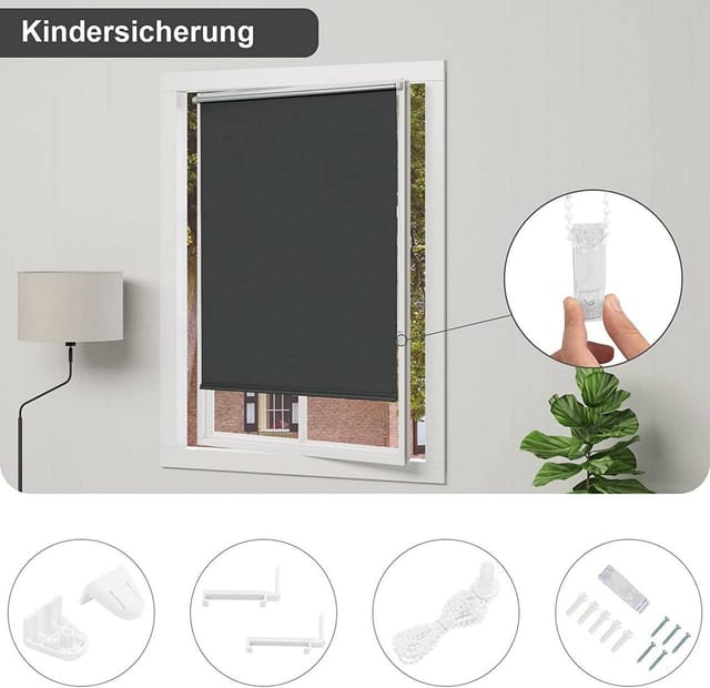 Verdunklungsrollo, Woltu, verdunkelnd, verspannt, Klemmfix, ohne Bohren easyfix