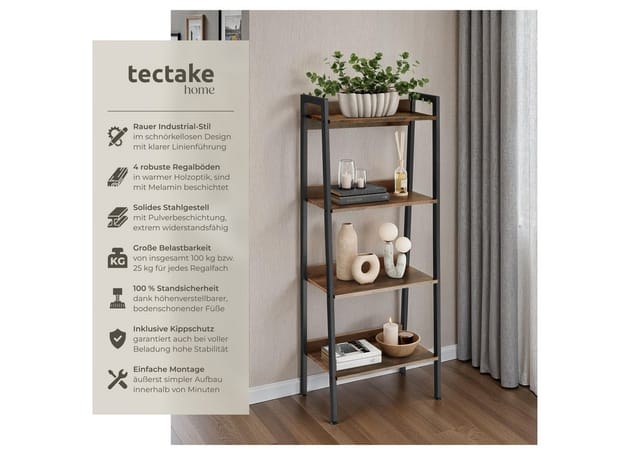 tectake Leiterregal Chatham, Set 1-tlg., Industrial Style