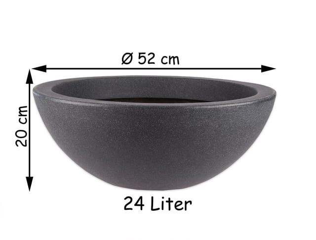 BigDean Pflanzschale XXL Wasserschale Ø 52 cm Höhe ca. 19 cm Brunnenschale für Miniteich (Packung, 1 St., Schale), Pflanzschale, Brunnenschale, Frostsicher, Robuster Kunststoff
