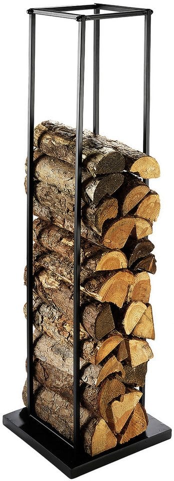 Kobolo Kaminholzregal Brennholzregal Holzaufbewahrung Kaminholz Ofenzubehör Feuerholzablage, BxTxH:33x33x115 cm, (Stück, Stück), 115 cm hoch - schwarz lackiertes Metall