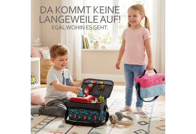 BambiniWelt by Rafael K. Aufbewahrungstasche Tasche für Toniebox Tigerbox für Musikbox Hörwürfel Innenfächer, innere Fächer dank Klettband frei verstellbar