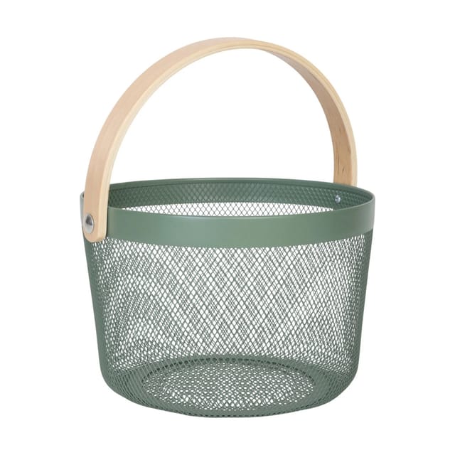 relaxdays Aufbewahrungskorb Runder Drahtkorb mit Henkel, Mint