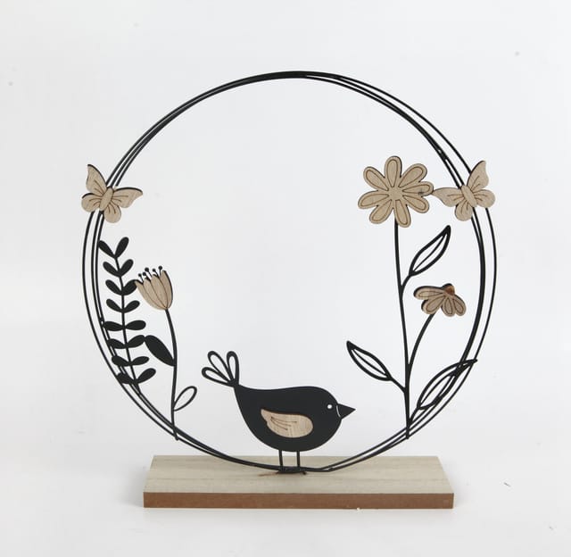 Trend Line Dekokranz TrendLine Aufsteller Holz mit Vogel und Blumen 29