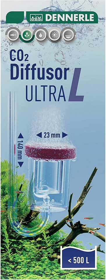 DENNERLE CO2 Diffusor CO2 Diffusor Ultra, 400 l, CO2 Zugabegerät, Für Aquarien bis 100 Liter