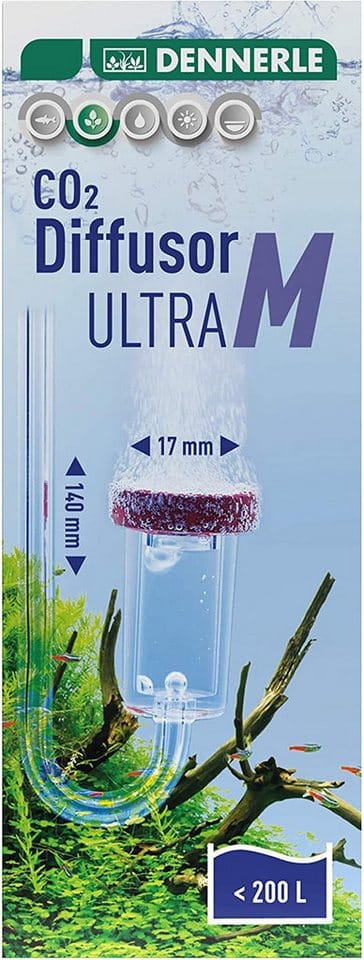 DENNERLE CO2 Diffusor CO2 Diffusor Ultra, 200 l, CO2 Zugabegerät, Für Aquarien bis 100 Liter