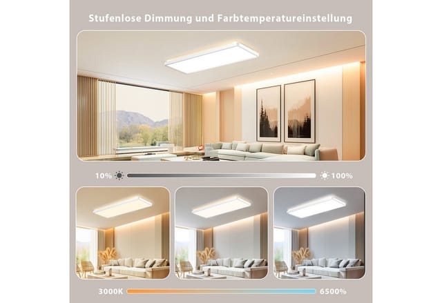 Lujasi LED Deckenleuchte Deckenlampe, 36W 3600LM LED Panel Flach 100 x 25 x 5,5 cm, tageslichtlampe decke, LED, Neutralweiß, Rechteckige, Energieeffizient & langlebig 4000K für Schlafzimmer Wohnzimmer Küche