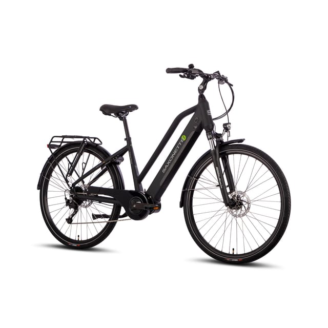 SAXONETTE E-Bike Trekkingrad Deluxe Sport, 9 Gang Shimano Alivio Schaltwerk, Kettenschaltung, Mittelmotor, 418 Wh, Pedelec, Elektrofahrrad für Damen u. Herren