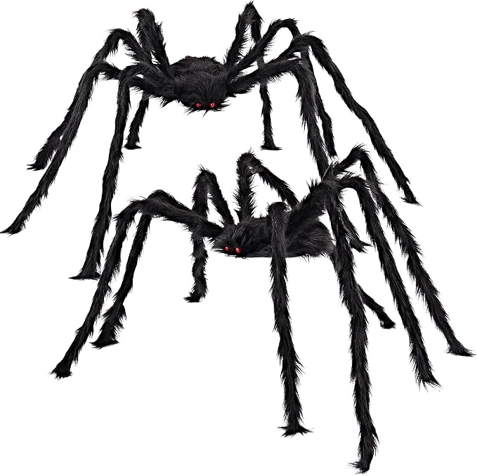 Set Mit 2 Halloween-außendekorationen, 1,5 M: Haarige Schwarze Spinne, Gruselige Riesenspinne, Realistische Requisiten Für Spukhäuser, Halloween-dekorationen Für Terrasse Und Garten.