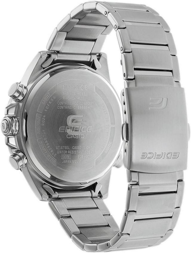 CASIO EDIFICE ECB-30D-2AEF Smartwatch, Armbanduhr,Herrenuhr,Bluetooth,Stoppfunktion,Weltzeit,Edelstahlarmband