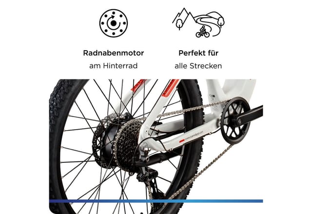 Zündapp E-Bike Mountainbike Z898, 10 Gang, Kettenschaltung, Heckmotor, 540 Wh, Pedelec, Elektrofahrrad für Damen u. Herren, MTB